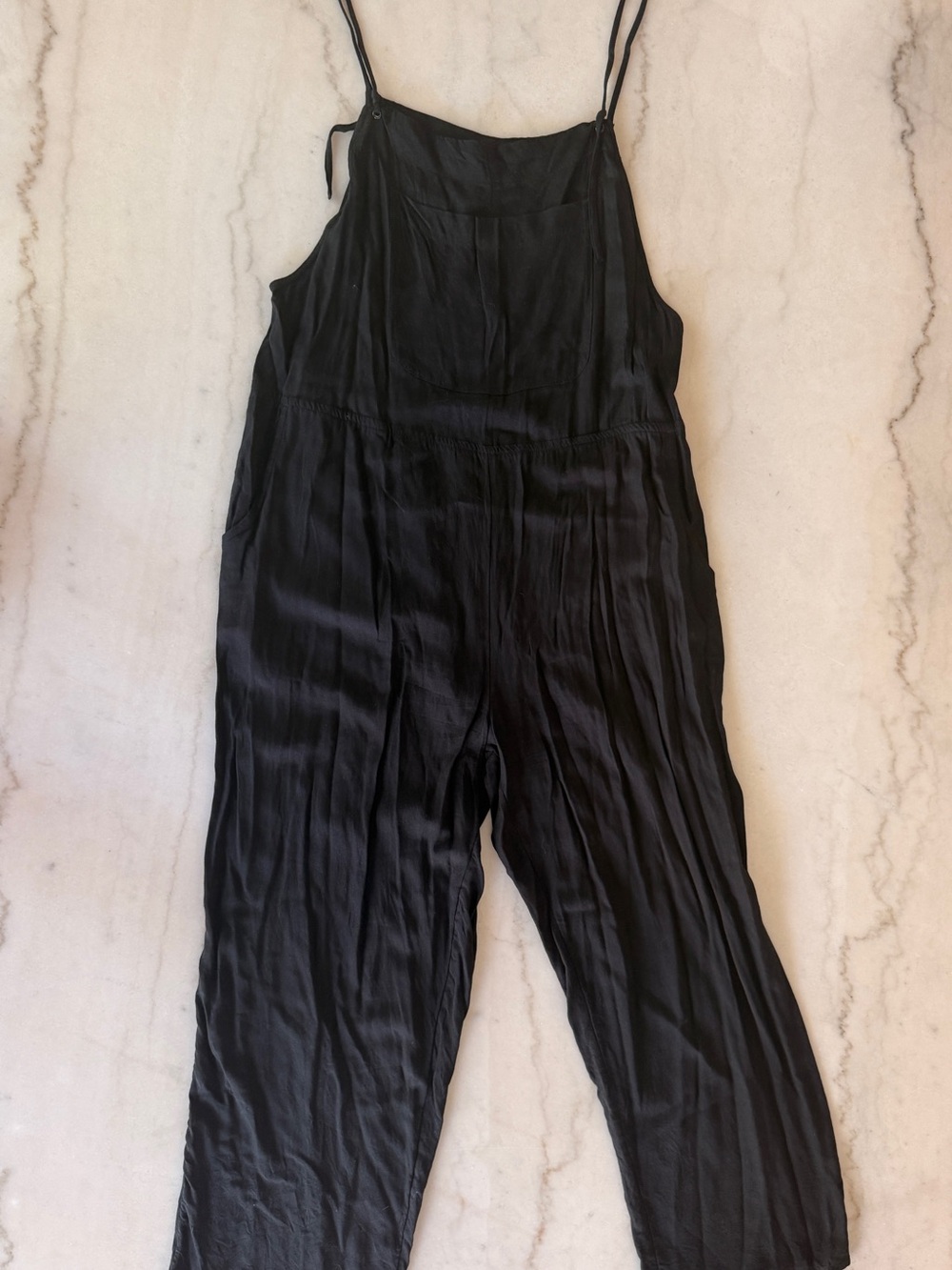 RVCA Black Straight-Leg Jumpsuit with Spaghetti Straps